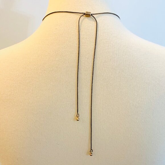 Gold Stone + Leather Pendant Adjustable Necklace - Picture 8 of 8